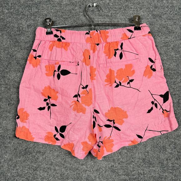 Cynthia Rowley Size Small Linen Shorts Pink Floral Drawstring With Beads Pockets - Picture 2 of 9